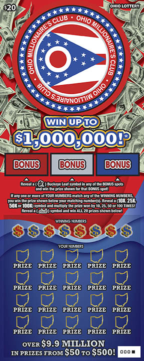 Ohio Millionaire's Club scratch-off from Ohio Lottery