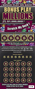 BONUS PLAY MILLIONS scratch-off ticket