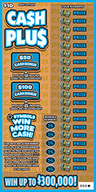 CASH PLUS scratch-off ticket