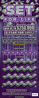 SET FOR LIFE scratch-off ticket