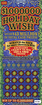 $1,000,000 HOLIDAY WISH scratch-off ticket