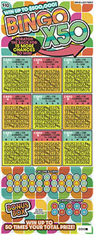 BINGO X50 scratch-off ticket