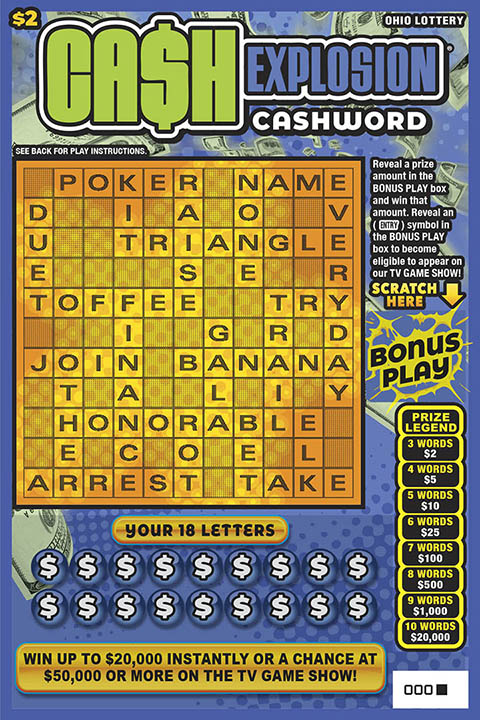 Cash Explosion Cashword scratch-off from Ohio Lottery