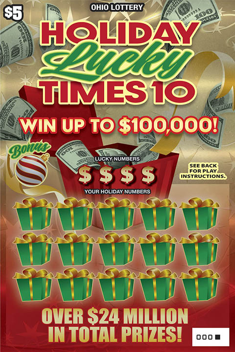 Holiday Lucky Times 10 scratch-off from Ohio Lottery