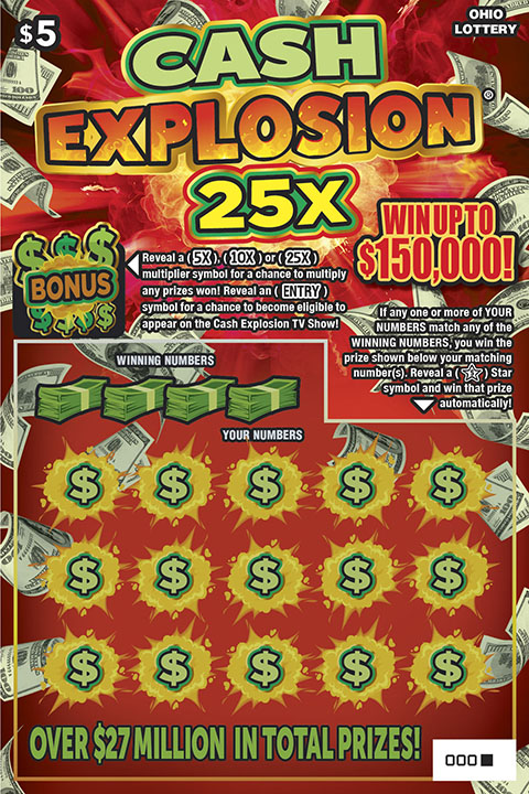 Cash Explosion 25X scratch-off from Ohio Lottery