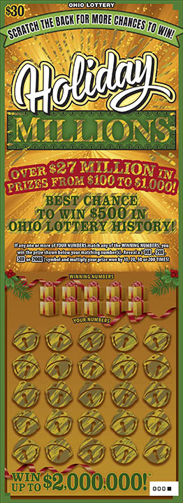 Holiday Millions scratch-off from Ohio Lottery