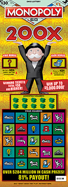 MONOPOLY 200X scratch-off ticket
