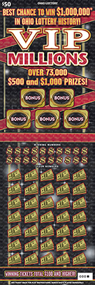 VIP MILLIONS scratch-off ticket