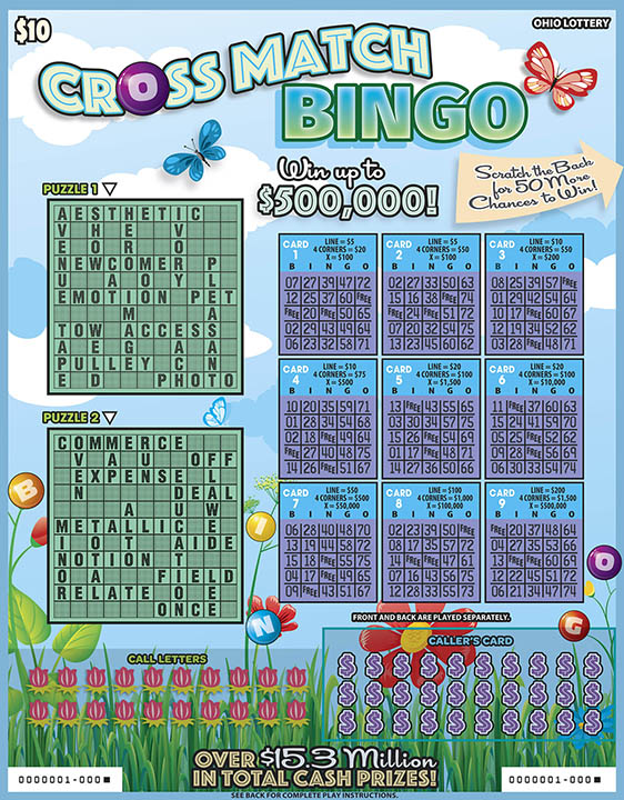 Cross Match Bingo scratch-off from Ohio Lottery