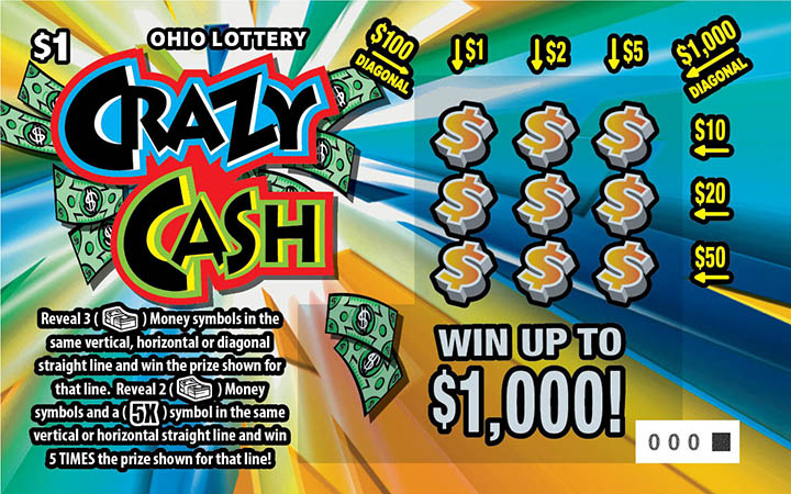 Crazy Cash Ohio scratch-off ticket