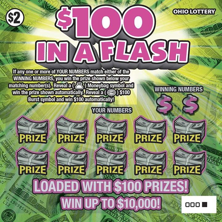 $100 In A Flash scratch-off from Ohio Lottery