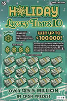 Holiday Lucky Times 10 scratch-off ticket