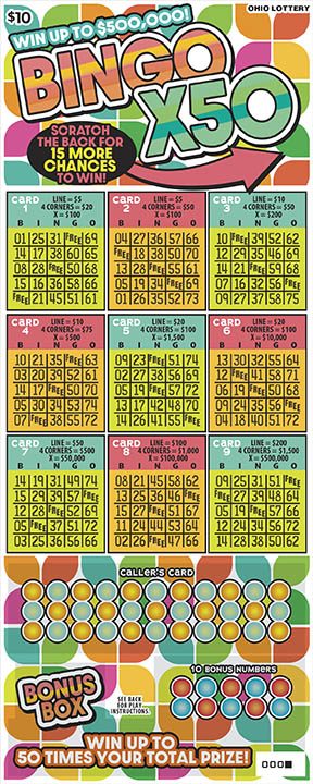 Bingo X50 scratch-off from Ohio Lottery