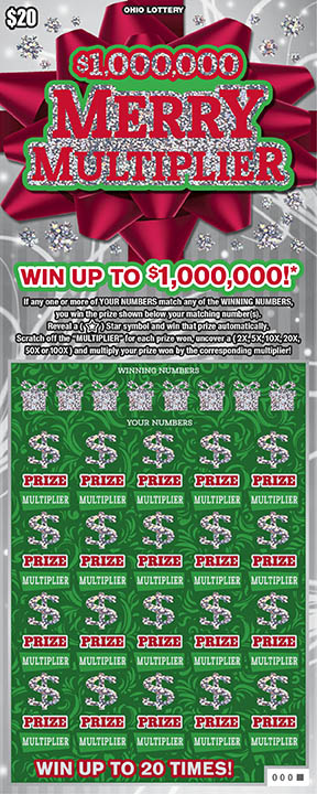 $1,000,000 Merry Multiplier Ohio scratch-off ticket