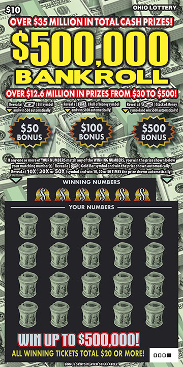 $500,000 Bankroll scratch-off from Ohio Lottery