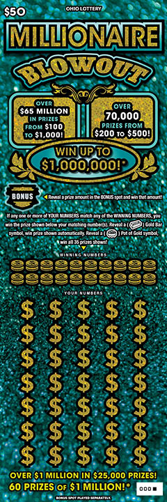 Millionaire Blowout scratcher ticket