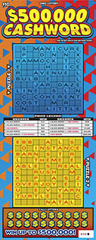 $500,000 CASHWORD scratch-off ticket