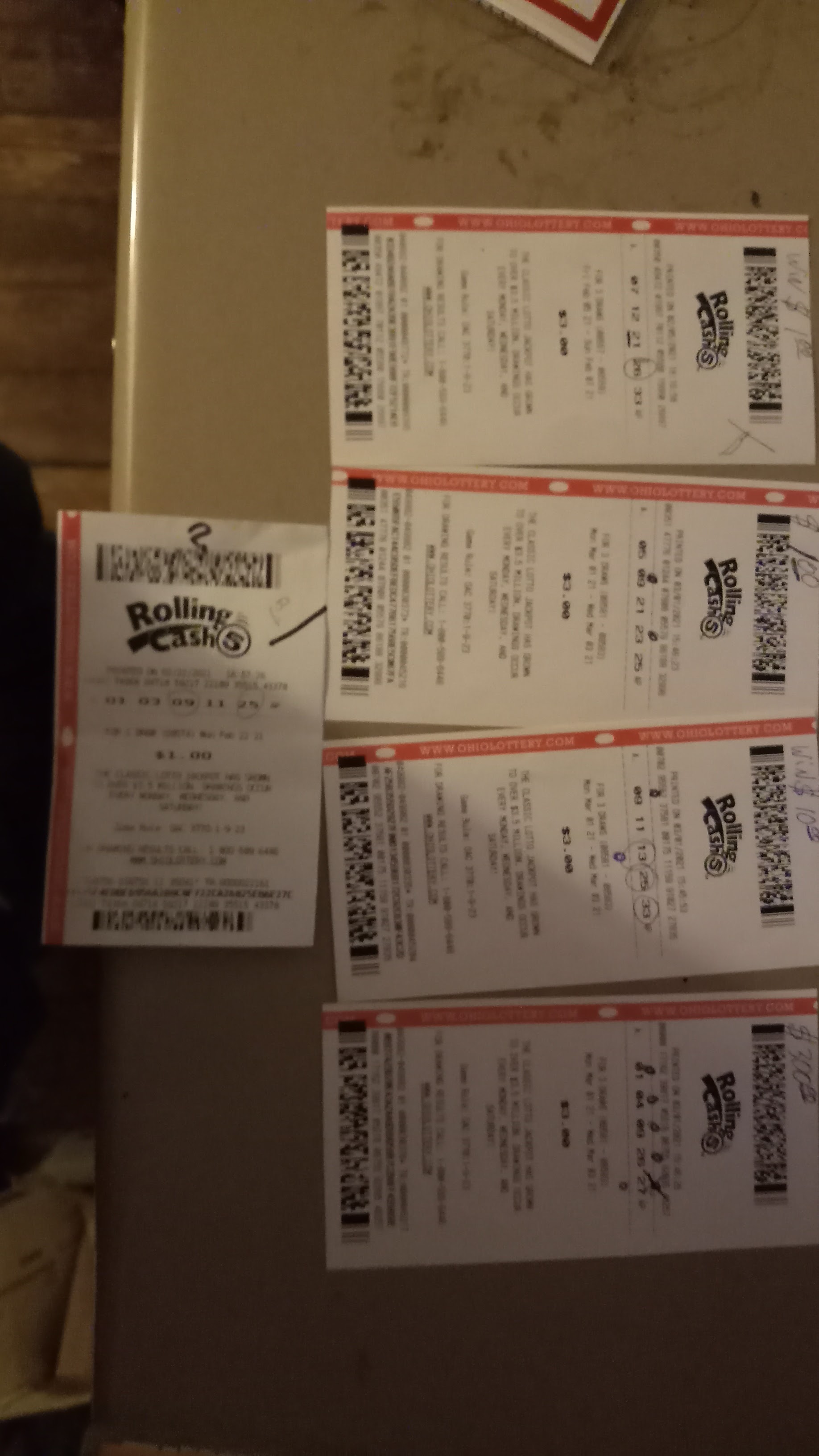 Decided to play a few rolling Cash tickets five of them