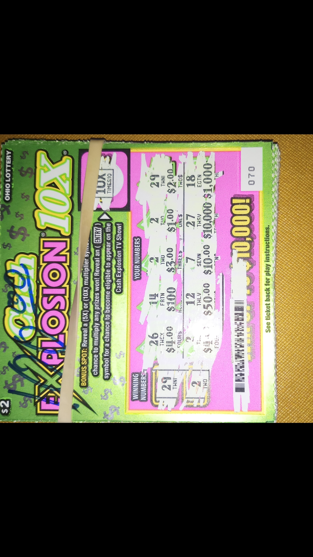 Bought a book of the $1 scratch offs shortly before they ended to get the entries